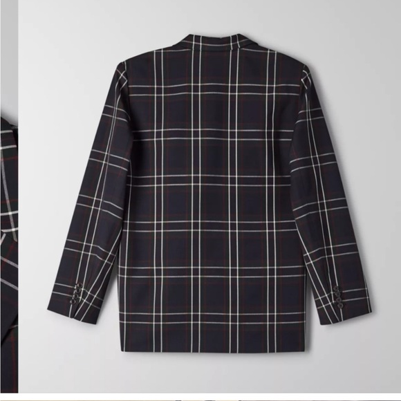 Navy Plaid Aritzia Sunday Best Pilot Blazer - Picture 3 of 6
